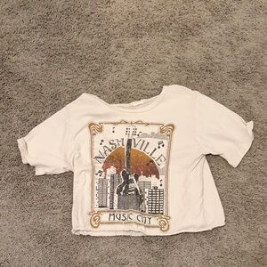 Altar'd State White Nashville Graphic Crop Top